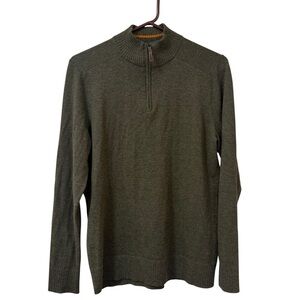 Smartwool Marino wool quarter zip sweater olive green mens SMALL outdoor hiking
